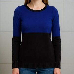 Christopher Fischer 100% Cashmere Color-block Sweater Size S Black Royal Blue
